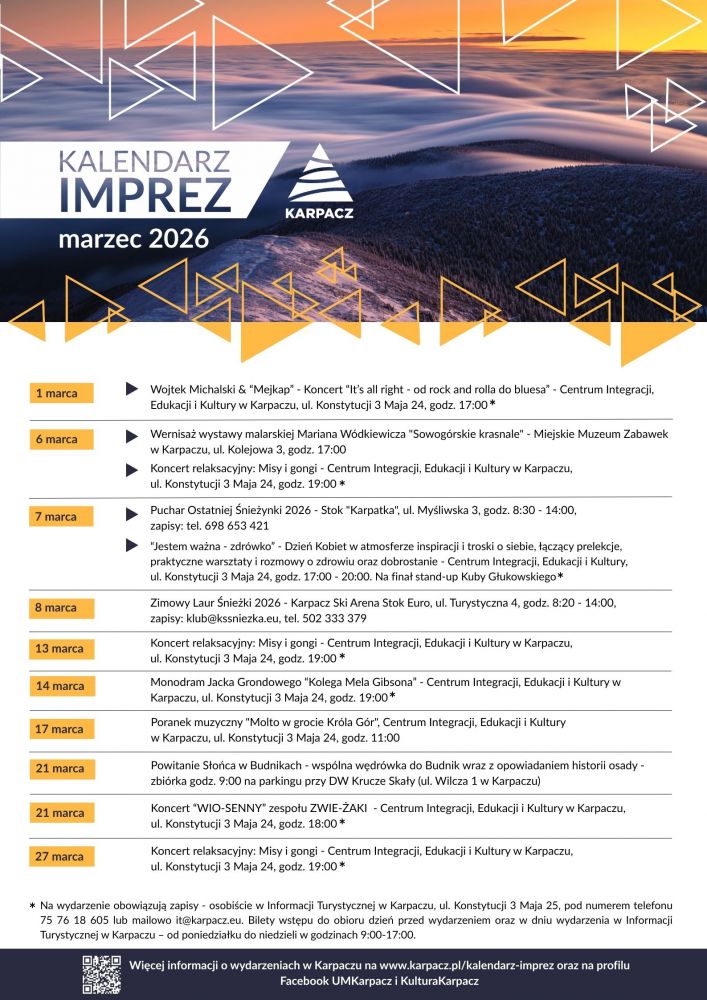 KALENDARZ IMPREZ - MARZEC